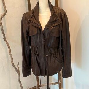 Theory Dark Brown Leather Jacket